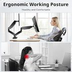 Monitor Arm, Computer Dual Monitor Arm Fits 13-32 Inch Computer Screens, Adjustable Height Swivel Monitor Stand with VESA Mounts, Holds 4.4-17.6lbs, Black