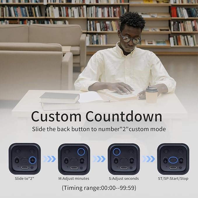 Productivity Timer Flip Gravity Sensor Cube Timer Countdown & Countup,Mute & Vibrate & Sound，5/10/30/60min & Custom Timing, Perfect for ADHD,Work,Learning,Kitchen Cooking (2 Black)