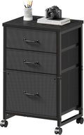 Maihail 3 Drawer Mobile File Cabinet with Wheels Fabric Vertical Filing Cabinet fits A4 or Letter Size for Home Office,Black