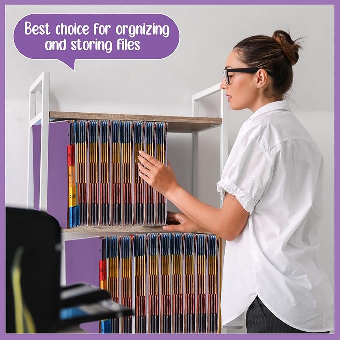 Noveread 1 Set 25 Alphabet File Dividers A-Z Tab Letter Size 1/5 Cut Tab Positions Alphabetical Number File Folder Organizer Guides Cabinet and Desk Dividers for School Office (Modern Colors)