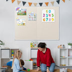 AMUSIGHT Double-Sided Large Cork Board with Linen, 48" x 36" Foldable Hanging Aluminum Framed Bulletin Board, Vision Board Pin Board Corkboards for Walls, Office, School Decor, 20 Pushpins