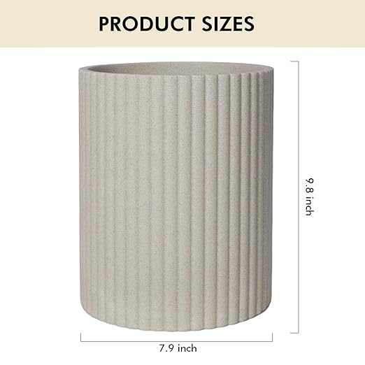 DoveeDosa Beige Luxury Stone Bathroom Trash Can, Modern Bathroom Office Trash Can, Resin Wastebasket, Garbage Receptacle Bin for Bathrooms, Offices, Powder Rooms, Kitchens (Beige)