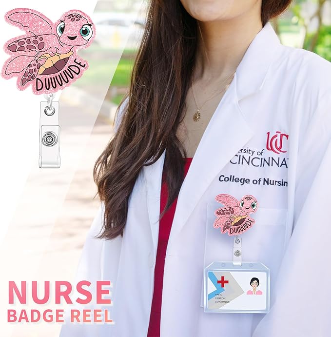 Aoryalps DUUUUUDE Retractable Badge Reel Holder Retractable with ID Clip for Nurse Nursing Name Tag Card Nursing Student Teacher Doctor Medical Assistant Work Office Clip-Gifts for Nurse
