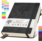 PERCUN A4 Lined Journal Notebook，365 Page Large Leather Journals for Writing Women Men，Hardcover Notebook with 100Gsm Thick Pages for Travel，Work，School，College Ruled, Daily Diary (8.5" x 11.4")
