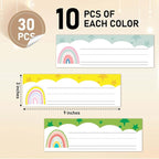 Name Tags for Classroom Cubbies, 30 Boho Rainbow Name Plates for Desks, Back to School Self Adhesive Name Tags Sticker for Teachers Elementary - A04