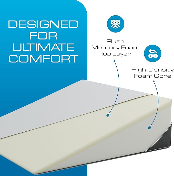 Kolbs Extra Wide Bed Wedge Pillow for Sleep Apnea, Acid Reflux, and Back Pain Relief, with Chic Jacquard Cover - Headboard GERD Pillow Wedges for Sleeping (Extra Wide 7.5" Height)