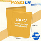 Motipuns 100 Pcs 14" x 18" Extra Large Mailing Envelopes 32lb with Gummed Flaps, Catalog Jumbo Craft Envelopes for Mailing, Storage and Organizing Documents Office Supplies(Yellow)
