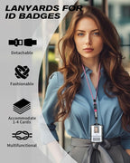 LIUGX Badge Holder with Heavy Duty Breakaway Lanyard, Carbon Fiber-Texture, Durable ID Card Holder (Holds 6 Cards) with Quick Release Detachable Buckle, Metal Clip, American Flag