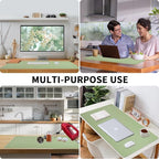 Light Green Desk Mat with Stitched Edges, Large Mouse Pad, Non-Slip Desk Protector Mat, Leather Desk Blotter, Waterproof Desk Pad for Office Home Decor(31.5×15.7 Inches)