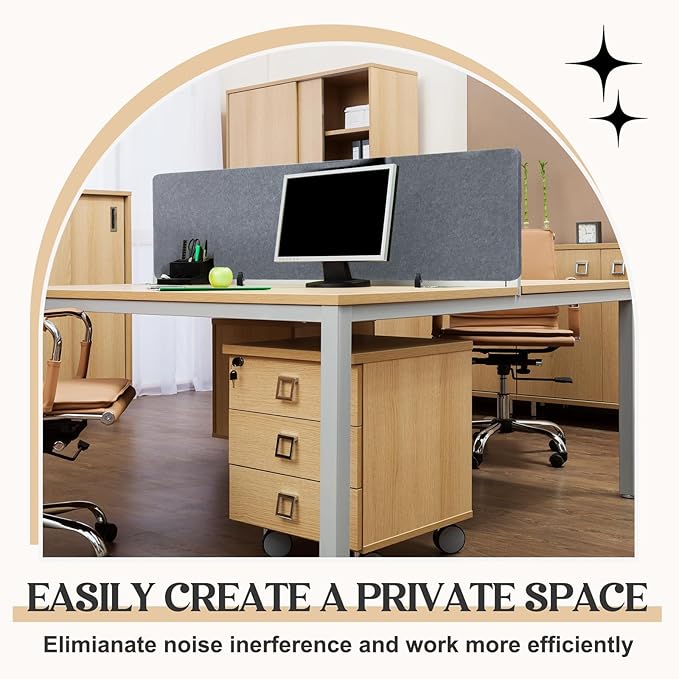 Wesiti 2 Pcs Acoustic Desk Divider Noise Reducing Desk Privacy Panel for Student Table Standing Sound Proof Divider Desktop Claw Office Furniture Partition for Classroom (Gray,59.06 x 15.75 Inches)