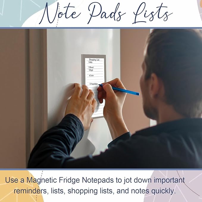Utron 4 Pack Magnetic Notepads for Refrigerator, 50 Pages/Book Grocery List Magnet Pad for Fridge, Design Magnetic Grocery List Pad for Fridge, Grocery List Notepad, To-Do Memos, List