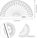 Zonon 3 Pcs 4 Inch Clear Plastic Protractor Bulk Math Protractors Set 180 Degrees Geometry Drafting Tools for Classroom Industry Office Back to School Supplies