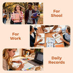 XYark Line Hardcover Spiral Notebook with Removable Dividers Tabs & Ruler, 5 Subject Notebook College Ruled, 300 Page, Large 8"x10" B5 Notebooks for Work School, Lined Journal for Women & Men, Pink