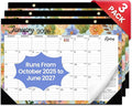 3 Pack of Desk Calendar 2026, 21 Months Calendar Runs from October 2025 to June 2027 - Large 17" x 12" Desktop/Wall Monthly Planner for Home School, or Office - Botanic Whimsy