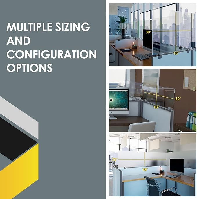 OBEX Acrylic Mounted Large Brackets Quality Desk Privacy Panel & Divider for Your Office Cubicle-Increase Separation & Improve Productivity (Frosted, 24"W X 48"H)