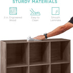 Best Choice Products 9-Cube Storage Organizer, 13.5in Shelf Opening, Bookcase, Display Shelf, Customizable w/ 3 Removable Back Panels – Walnut