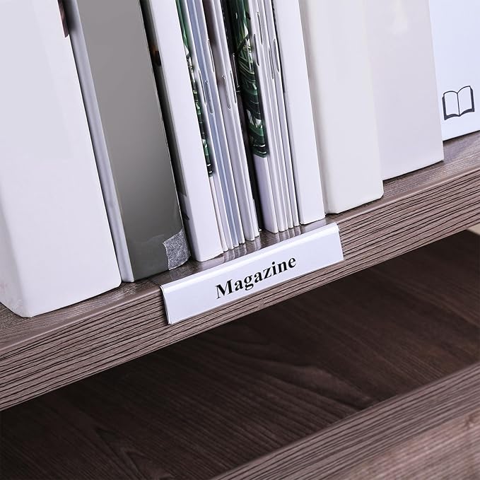 Containlol 15 Pieces Moveable Shelf Label Holders Clear Shelves Tags Moveable Library Markers Transparent Shelf Label Display Holder for Classroom Office Library Book Shelves(3.03 x 9.06 x 0.63 Inch)