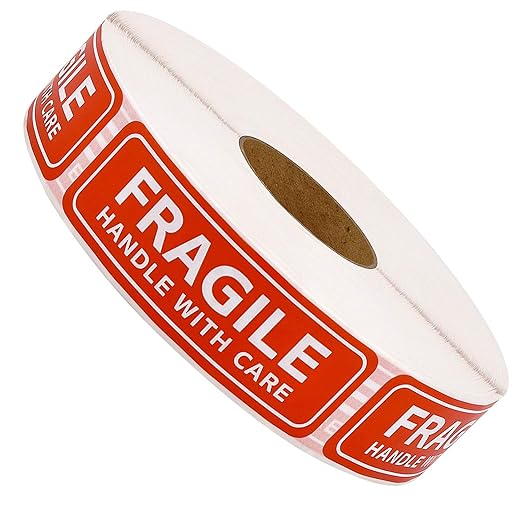 Methdic Fragile Stickers - 1"x 3" Strong Adhesive Fragile Labels 1 Roll/1000 Labels(Handle with Care,Fragile) Stickers for Shipping and Moving