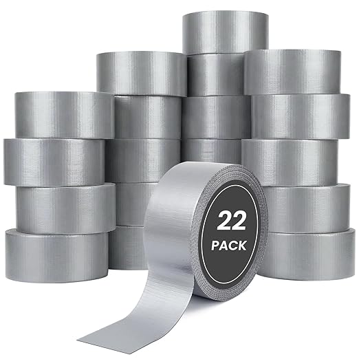 TOMAIX 22 Rolls Heavy Duty Duct Tape Bulk, 720 Yards, Gray Cloth Tape, Waterproof & Strong Adhesion for Repair, DIY, Home & Outdoor Use