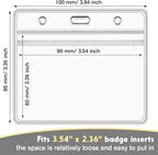 Marspark 100 Pieces Clear Plastic Horizontal Name Badge ID Card Holders with Waterproof Type Resealable Zip, 3.54 x 2.36 in, Transparent PVC Sleeve for Office Back to School Supplies