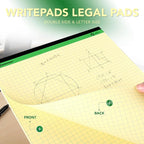 KAISA Graph Paper Legal Pads Writing Pads Recycled Paper 8.5"x11.75" Quad Ruled 4x4 Perforated 50 sheets/pad Grid Paper Yellow Notepads Writing Tablet For Office Supplies (Canary 6pad, 8.5x11.75'')