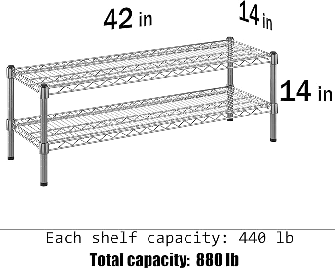 Regal Altair 14" Deep x 42" Wide x 14" Height Wire Shelving Kit | 2-Tier | NSF Commercial Storage Rack Unit
