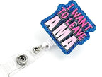 Badge Reel Retractable Band ID Clip I Want to Leave AMA Acrylic Badge Clip Name Badge Accessory for Nurses Office Workers Teachers Students Women Men