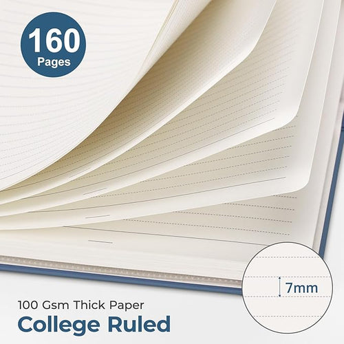 AHGXG Spiral Journal Notebook, 160 Lined Pages, A5 Medium Size (5.7'' x 8.3''), for Men & Women, Journaling, Writing, Work & Office, Hardcover, 100 GSM Thick Paper (Navy Blue)