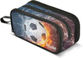 BOENLE Custom Soccer Football Ball Pencil Case Box Boys Girls Personalized Name Large Pencil Pouch Stationery Pen Bag Organizer for Kids Teens Adults School Office