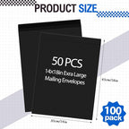 Motipuns 50 Pcs 14'' x 18'' Extra Large Mailing Envelopes 32lb with Gummed Flaps, Catalog Jumbo Craft Envelopes for Mailing, Storage and Organizing Documents Office Supplies(Black)