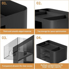 Marbrasse Pen Organizer with 2 Drawer, Multi-Functional Pencil Holder for Desk, Desk Organizers and Accessories with 5 Compartments + Drawer for Office Art Supplies (Black)