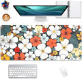 Boho Abstract Floral Mouse Pad Desk Mat,27.5X11.8 in Extended Gaming Mouse Pads with Stitched Edges,Non-Slip Waterproof Rubber Base Mouse Mat for Office,Computer,Keyboard,Laptop and Home Desk Mat