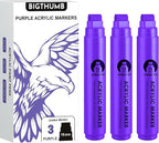 BIGTHUMB 3 Pcs Purple Jumbo Permanent Markers: 15mm Wide Tip Thick Acrylic Paint Pen Large Calligraphy Marker for Rock Painting, Poster, Sign, Canvas, Glass, Wood, Ceramic