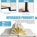 EMOMAS Lined Journal Notebook – Hardcover Notebook for Men & Women – Journals for Writing, Work, School, Home & Daily Notes, 160 Pages – Medium A5, 5.7"x8", 100 gsm Thick Paper (Black)