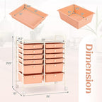 LDAILY 12 Drawer Rolling Storage Cart, Craft Cart Organizer on Wheels w/Metal Frame, Large Capacity & Smooth Drawer, Rolling Cart w/Drawers for Classroom, Office