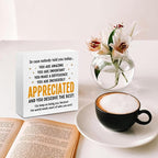Appreciation Gifts for Coworker boss teacher Women Men Friends - Thank You Gifts Inspirational Team Gift Ideas - Motivational Quote Desk Wooden Box Sign Decor Office Positive Affirmations Desk Decor Christmas Thanksgiving Secret Santa Gifts