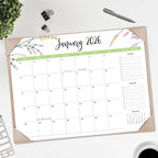 Desk Calendar 2026 with Desk Mat – 22" x 17" Large Desk Pad Calendar Runs from January 2026 to June 2027, Floral Design Desktop Calendar with To Do List, Personal Desk Calendar Planner for Home, Office