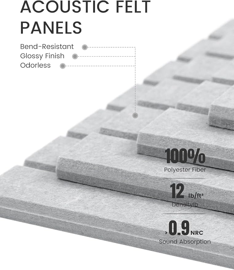 Large Felt Bulletin Board 36"x24" Cork Board Alternative - 6 Pack with 40 Safe Removable Adhesive Tabs, Cork Boards for Walls Felt Board for Home Office Classroom Pin Board-Soft Gray