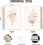 JWVK Elegant Flower Spiral Notebook, Rustic Cottagecore Floral Botanical Notebooks for Note Taking, Floral Aesthetic Journal for Women, Girly Office Supplies, 5.5x8.3 Inch
