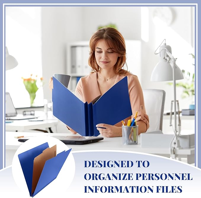 Skyygemm 72 Pcs Classification Folders Letter Size, 1 Divider Pressboard File Folder with Fasteners, Expanding File Organizer Bulk for School Teachers, Office Employee, Coworker, Staff (Dark Blue)