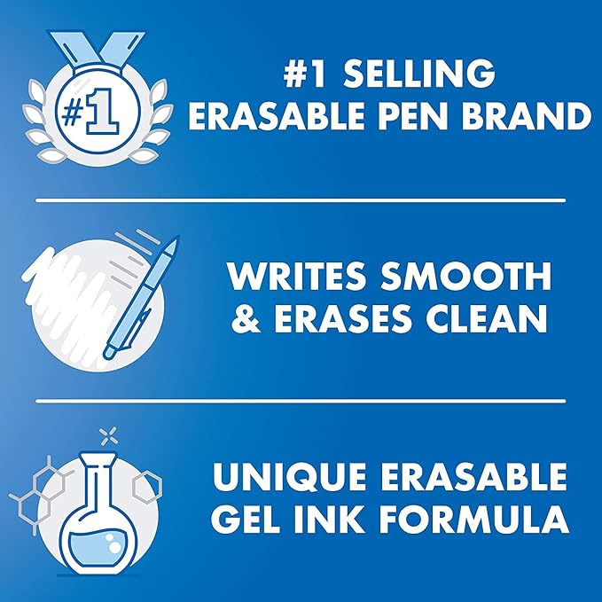 Pilot FriXion Clicker Erasable Gel Pens, Fine Point (0.7mm), Purple Ink, 12-Pack - Refillable, Smooth Writing Pens for School, Journaling, and Office Use
