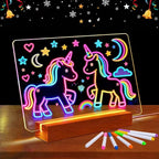 SetGame Led Note Board with Colors 7 Pens, Light Up Dry Erase Board with Stand as Night Light for Room/Store/Office/Festival/Gifts, Personal Art Creative Drawing Board for Boys/Girls/Teens & Adults