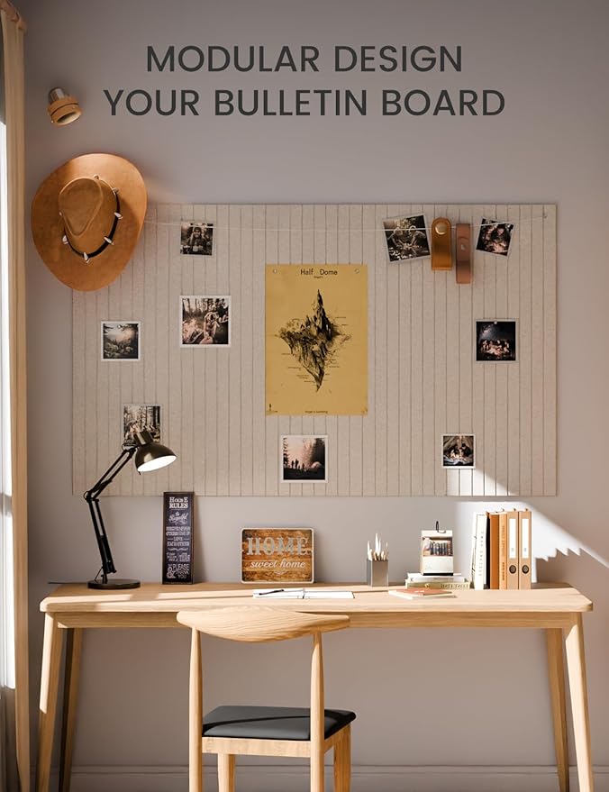 Fluxynara Large Felt Bulletin Board 36" x 24" Cork Board Alternative-6 Pack with 40 Safe Removable Adhesive Tabs, Cork Boards for Walls Cork Board for Home Office Classroom Pin Board (Oatmeal)