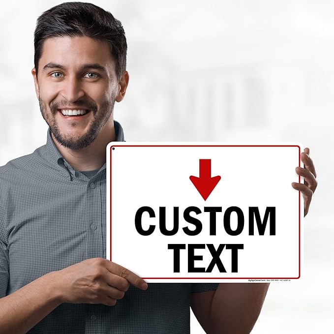 Custom Arrow,Custom Directional Sign, Down Arrow,10x14 Inches, 55 mil thick HDPE (high density polyethylene), Made in USA by My Sign Center
