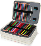 Vomgomfom Colored- 200 Slots Pencil Holder with Zipper Closure Twill Fabric Large Capacity Pencil Case for Watercolor Pens or Markers, Organizer for Artist (Gray Rose)