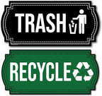 Recycle and Trash Magnets for Kitchen Cans and Recycling Bins, Dual Trash and Recycle Magnet for Garbage Can Logo Symbol, 2 Magnetic Sticker Adhesives, 6.5x3 Inch Design Home Outdoor Waste (Green)