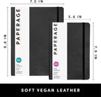 PAPERAGE Softcover Lined Journal Notebook (Black), 160 Pages, Medium College Ruled Notebook, 5.6 inches x 7.9 inches - 100 GSM Thick Premium Paper, Soft Vegan Leather Journal for Home, Work & School