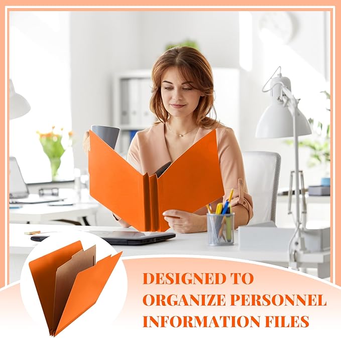 Skyygemm 24 Pcs Classification Folders Letter Size, 1 Divider Pressboard File Folder with Fasteners, Expanding File Organizer Bulk for School Teachers, Office Employee, Coworker, Staff (Orange)