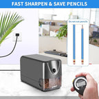 AFMAT Heavy Duty Electric Pencil Sharpener, Auto Stop Classroom Pencil Sharpeners for 6-11mm No.2/Colored Pencils, Pencil Sharpener for Large Pencils, Sharp Point, Save Pencil, PSX3