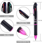Bribobo 8 Pack Multicolor Ballpoint Pens 4-in-1 0.7mm Colored Retractable Ballpoint Gift Pens for Office School Supplies Students Gift